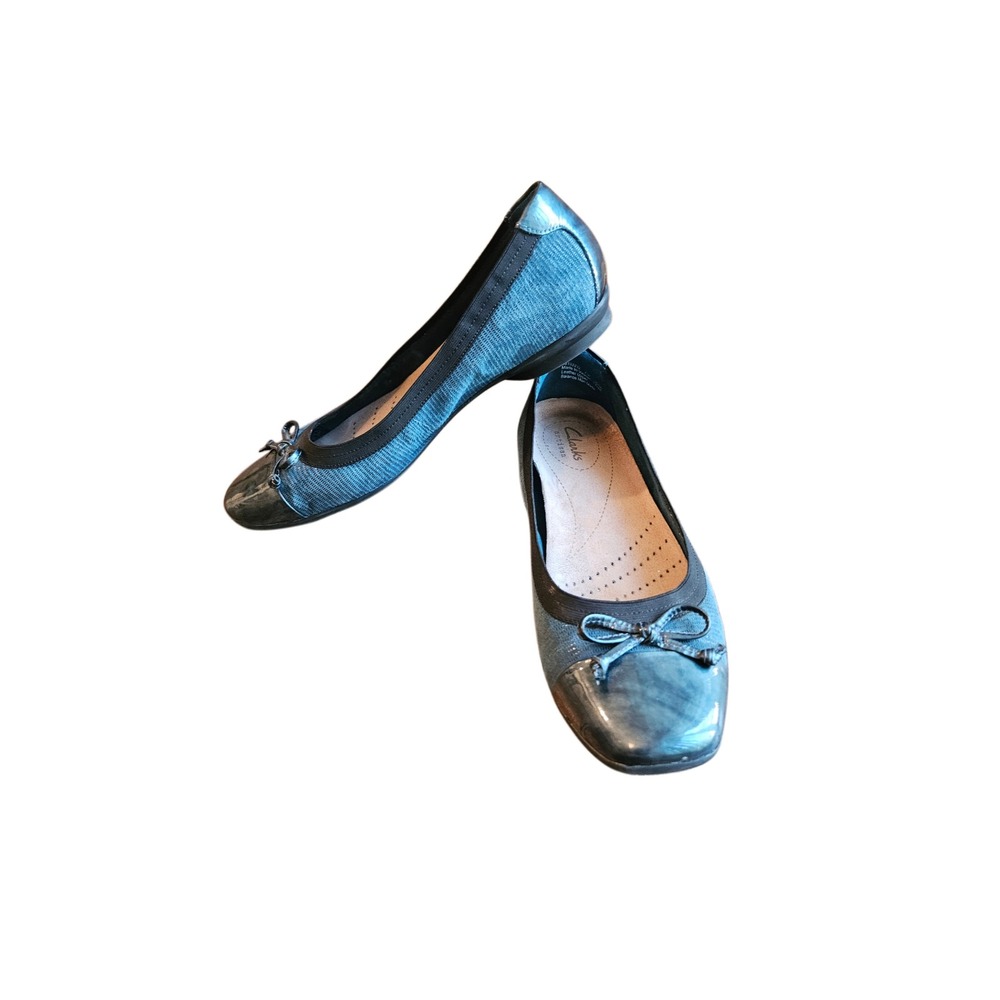 Clarks Candra Glow Teal Patent Bow Ballet Flats Women's Size 7M 2610323 - Picture 5 of 5